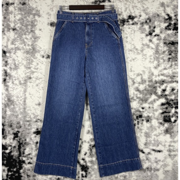 Veronica Beard Denim - Veronica Beard Taylor Relaxed Wide Leg Jeans Womens Size‎ 28 Belted High Rise